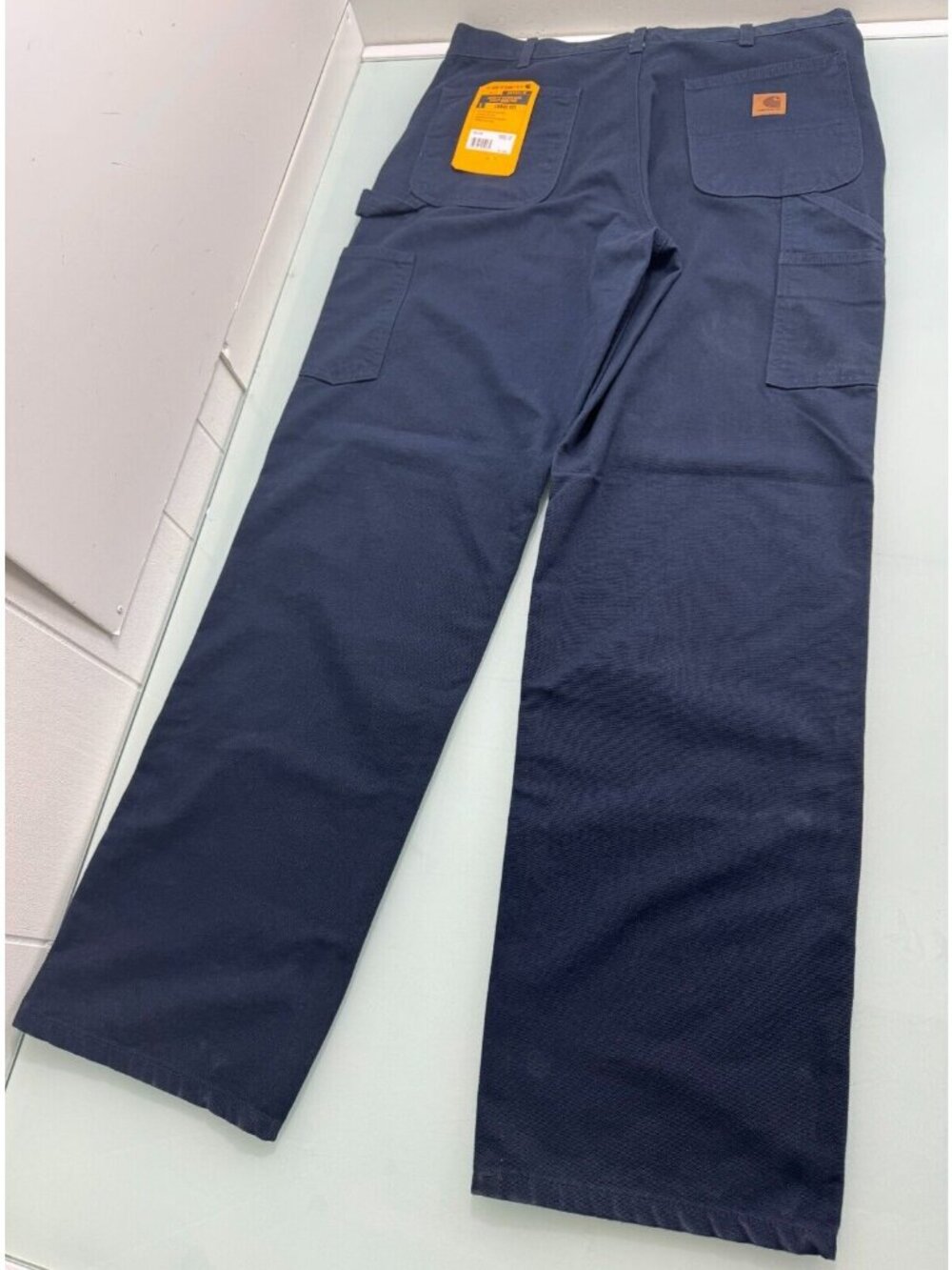 New Carhartt Carpenter Duck Pants Mens 35X34 Loose Fit Navy Utility Workwear NWT